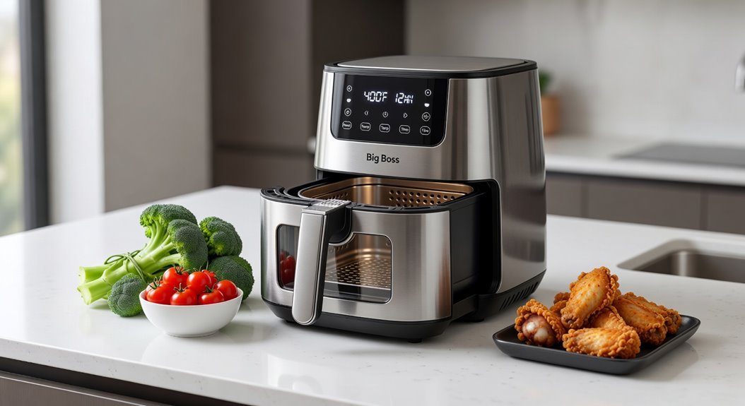 big boss air fryer footprint and cleanup