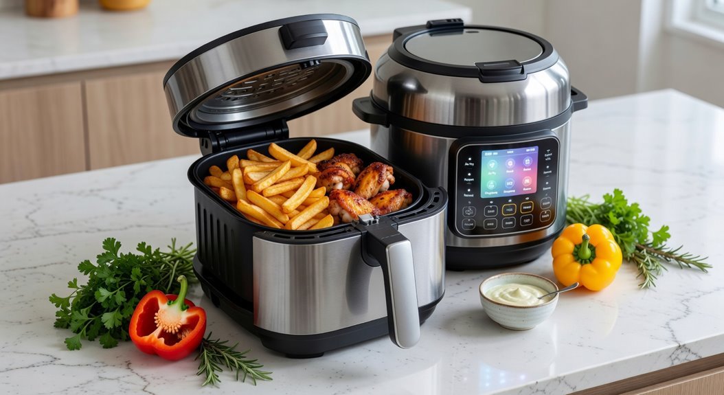 omni compact air fryer oven duo crisp pressure cooker crisping