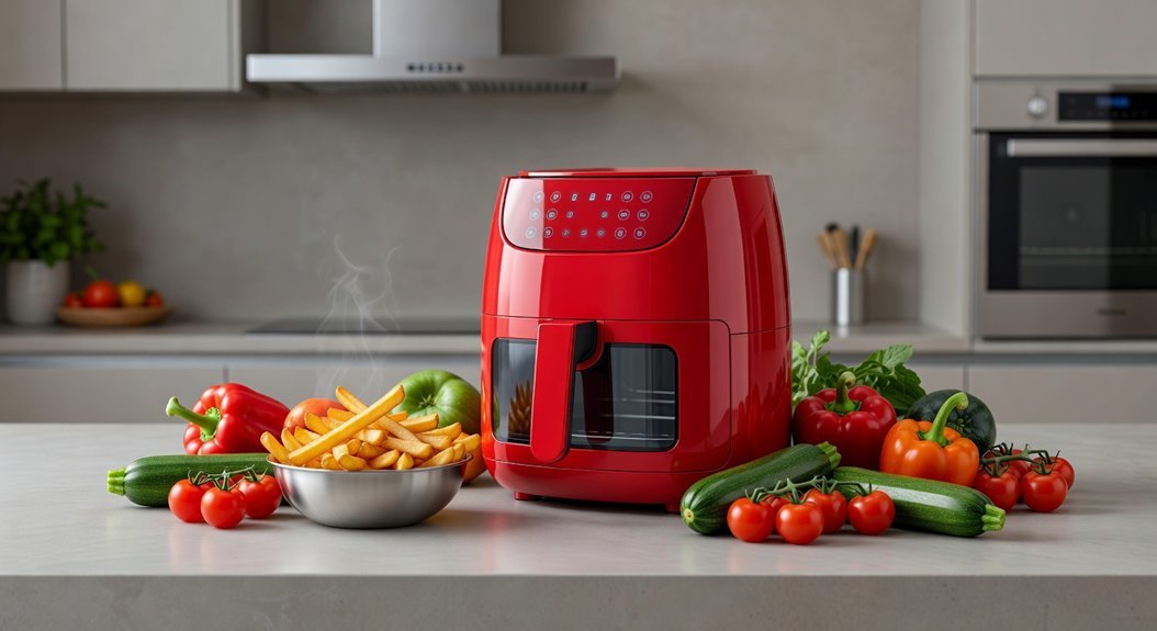 red air fryers warm confident kitchen boosting