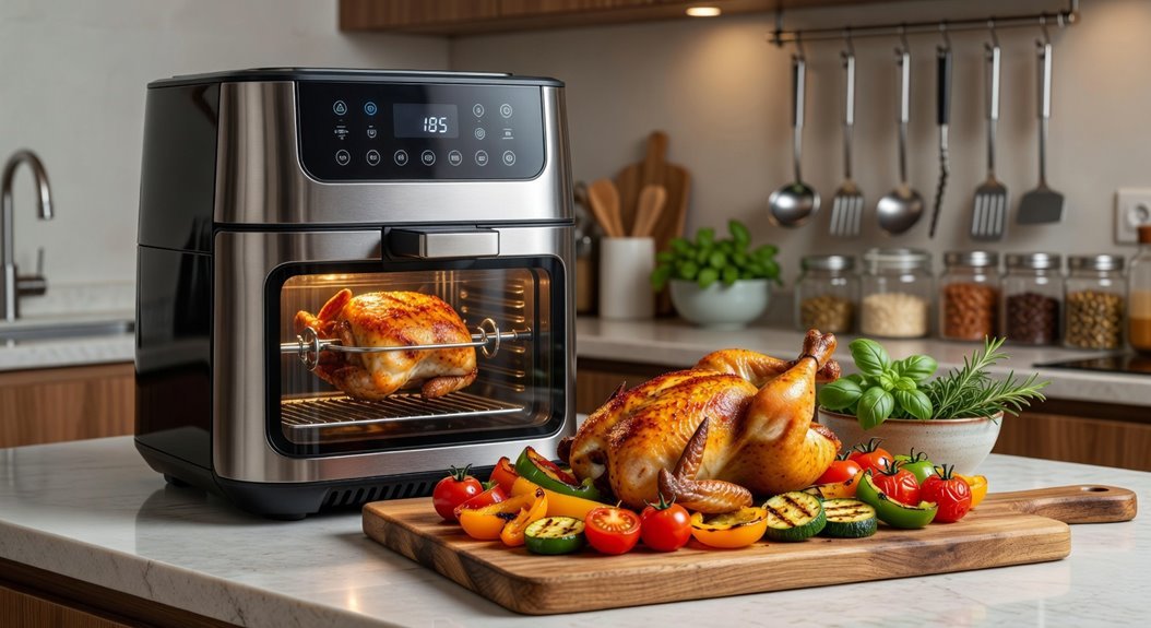 rotisserie versatility with cleanup friendly design